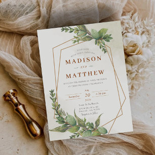 Budget Greenery Botanical Wedding Invitation Postcard