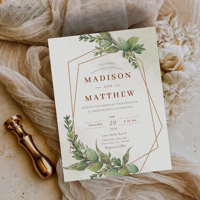 Budget Greenery Botanical Wedding Invitation Postcard (Budget Greenery Botanical Wedding Invitation)