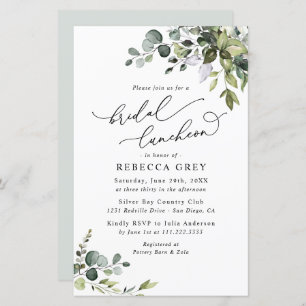 Budget Greenery Bridal Luncheon Shower Invitation