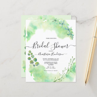 Budget-Greenery. Bridal shower. Invitation