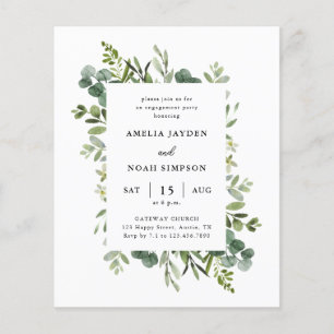Budget Greenery Engagement Party Invitation Flyer