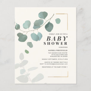 Budget Greenery Eucalyptus Baby Shower Invitation
