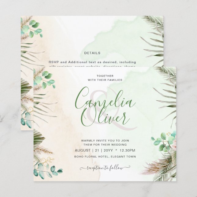 BUDGET Greenery Eucalyptus Pampas Grass Wedding (Front/Back)