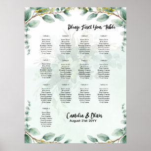 BUDGET Greenery Eucalyptus SEATING CHART Wedding