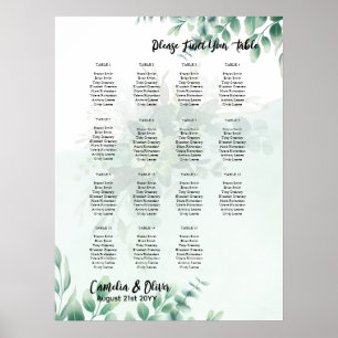 BUDGET Greenery Eucalyptus SEATING CHART Wedding