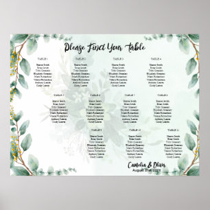 BUDGET Greenery Eucalyptus SEATING CHART Wedding