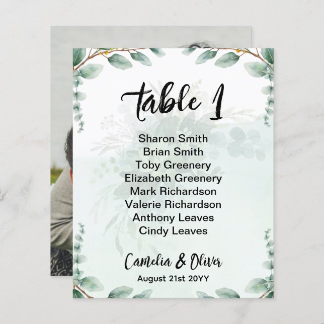 BUDGET Greenery Eucalyptus SEATING CHART Wedding (Front/Back)