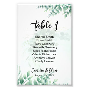 BUDGET Greenery Eucalyptus SEATING CHART Wedding Photo Print