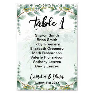 BUDGET Greenery Eucalyptus SEATING CHART Wedding Table Number