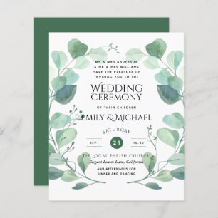Budget Greenery Eucalyptus Wedding Invite