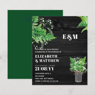 BUDGET Greenery Ferns Monochromatic Wedding Invite