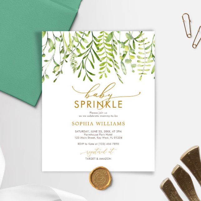 Budget Greenery Floral Baby Sprinkle Invitation (Creator Uploaded)