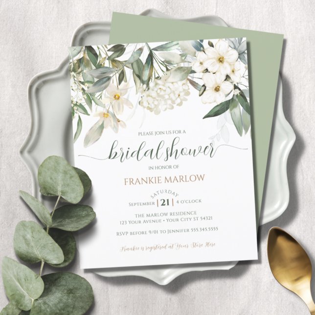 Budget Greenery Floral Bridal Shower Invitation (Creator Uploaded)