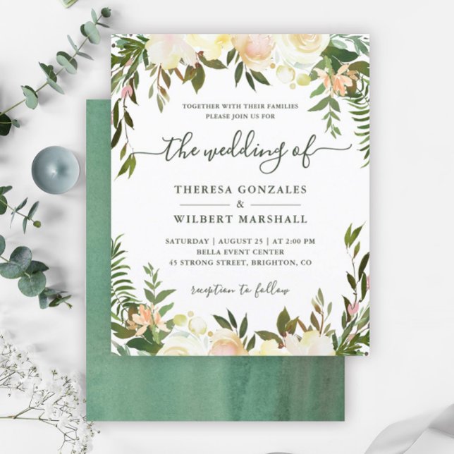 Budget Greenery Floral Wedding Invitation (Creator Uploaded)