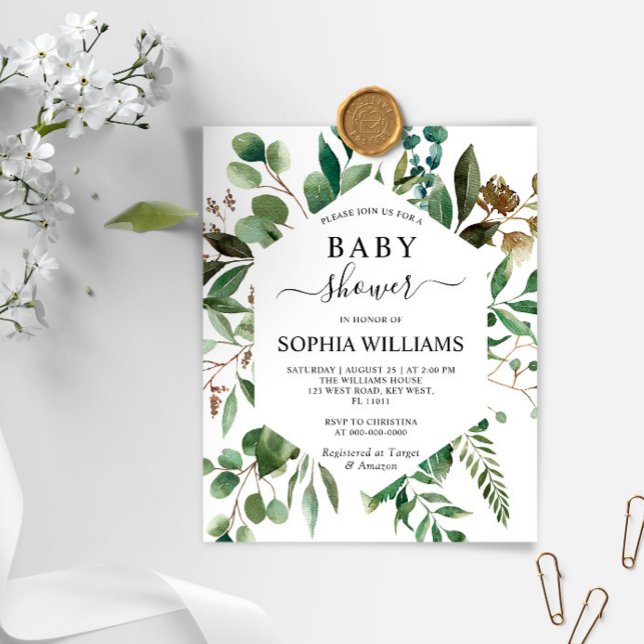 Budget Greenery Foliage Baby Shower Invitation (Creator Uploaded)