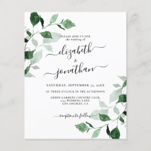 Budget Greenery Foliage Wedding Invitation