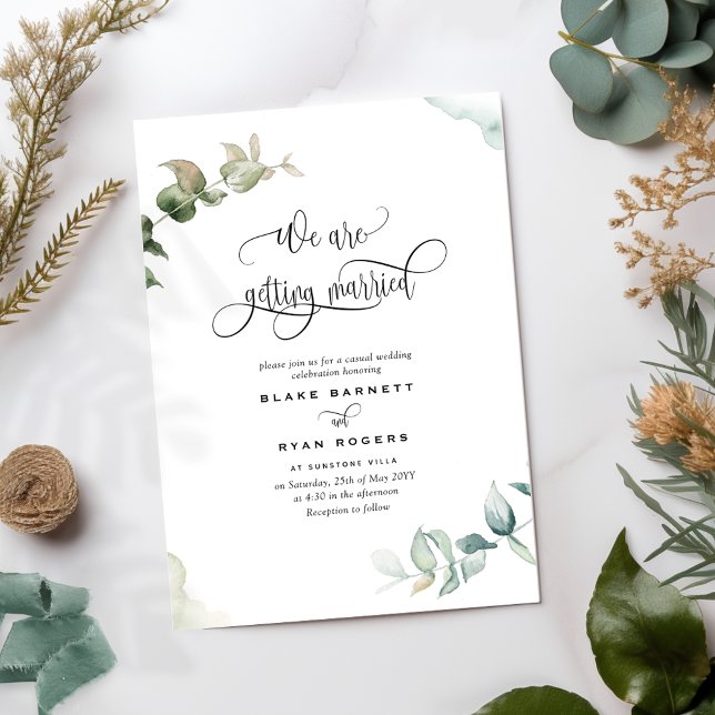 Budget Greenery Getting Married All in One Wedding Invitation (Creator Uploaded)