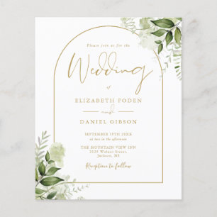 Budget Greenery Gold Arch Wedding Invitation