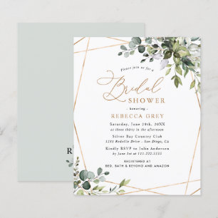 Budget Greenery Gold Bridal Shower Invitation