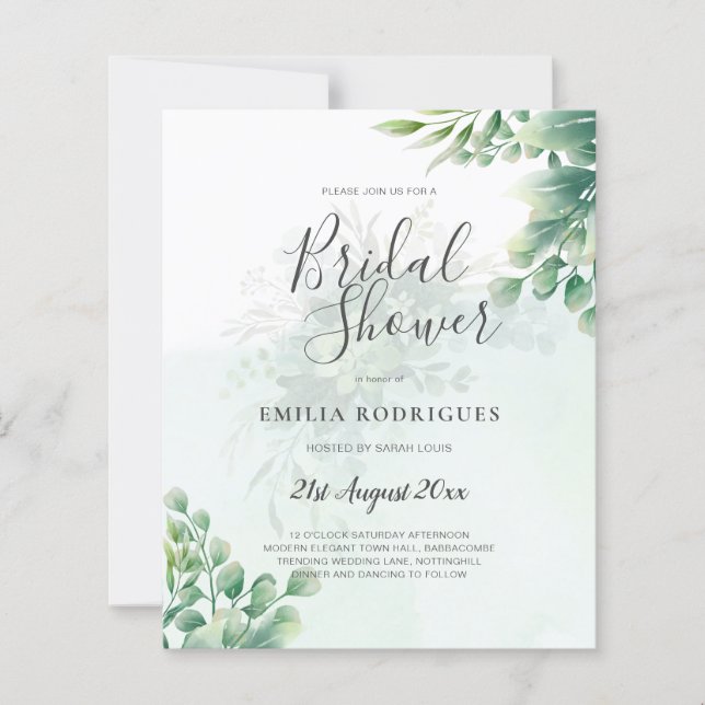 BUDGET Greenery Gold Eucalyptus BRIDAL SHOWER (Front)