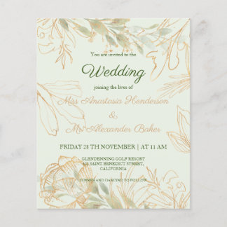 Budget/Greenery/Gold - Wedding Invitation. Flyer