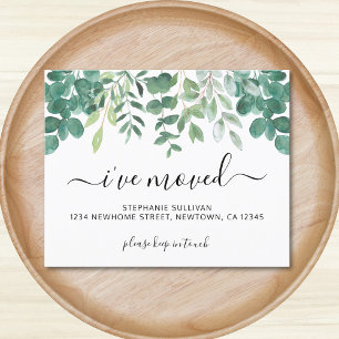 Budget Greenery I've Moved Announcement Card