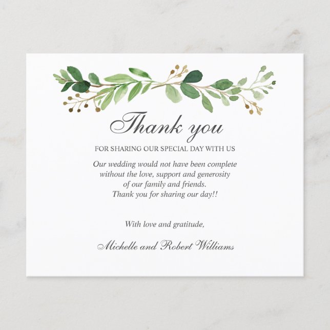 BUDGET Greenery Leaves Summer Spring THANK YOU (Front)