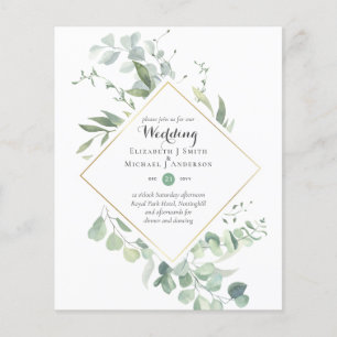 BUDGET Greenery Modern Colour Theme Wedding Invite Flyer