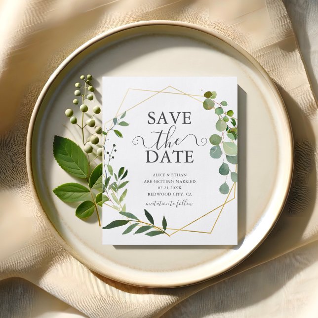 Budget Greenery Photo Save The Date Flyer (Creator Uploaded)