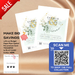 BUDGET Greenery PHOTO Wedding Invitation QR CODE F Flyer