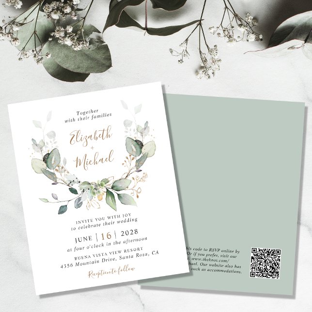 Budget Greenery QR Code Wedding Invitation (An elegant wedding Invitation to set the tone for an unforgettable event)
