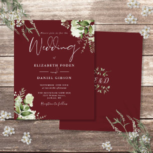 Budget Greenery Rosewood Pink Wedding Invitation