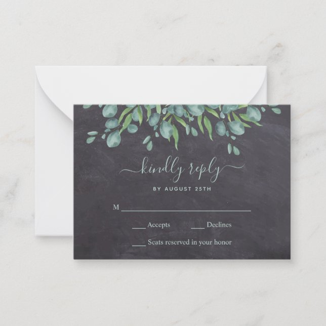 Budget Greenery Rustic Leaves Wedding RSVP Card (Front)