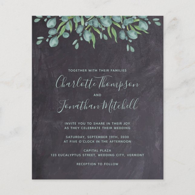 Budget Greenery Rustic Wedding Invitation (Front)