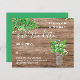 BUDGET Greenery Save Dates Ferns Rustic Wedding