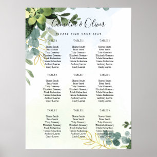 BUDGET Greenery SEATING CHART 9 Table 18" x 24"