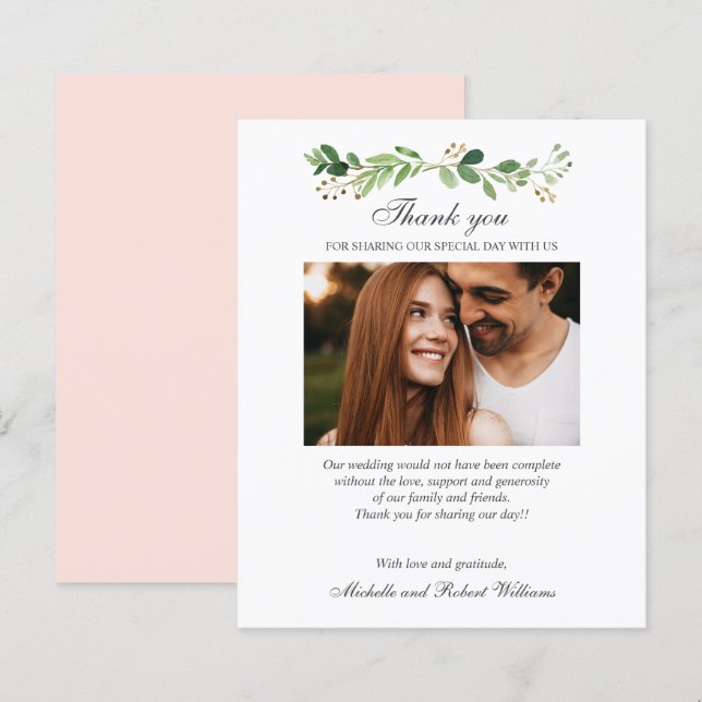 BUDGET Greenery  Summer Spring Photo THANK YOU (Front/Back)