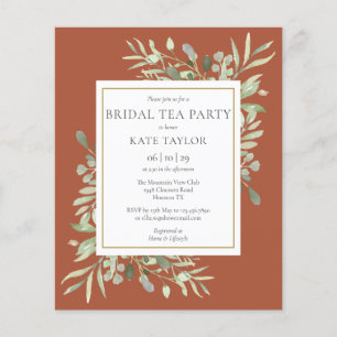 Budget Greenery Terracotta Bridal Tea Party Invite