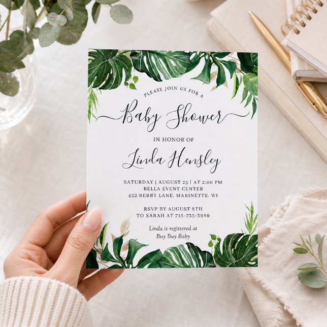Budget Greenery Tropical Baby Shower Invitation (Creator Uploaded)
