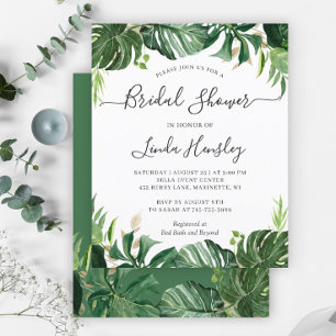 Budget Greenery Tropical Bridal Shower Invitation