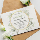Budget Greenery Wedding Invitations<br><div class="desc">Invite your guests to celebrate your wedding day, with these elegant botanical wedding invitations. Featuring a classic white background, a gold wreath adorned with subtle watercolor green foliage and a stylish wedding template which is easy to customise. * Please note this design is printed on thin paper which is reflected...</div>
