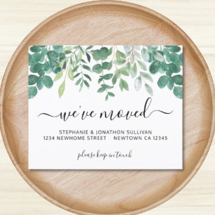 Budget Greenery We've Moved Announcement Card