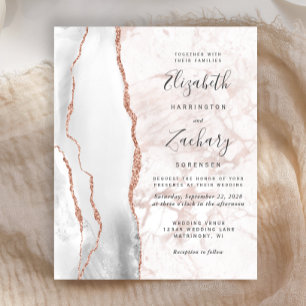 Budget Grey Agate Rose Gold Marble Wedding Invite