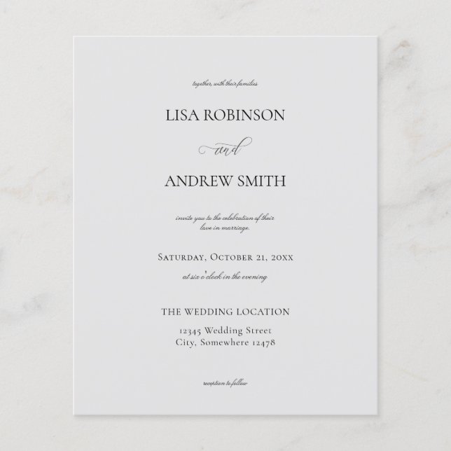 Budget Grey Wedding Flyer (Front)