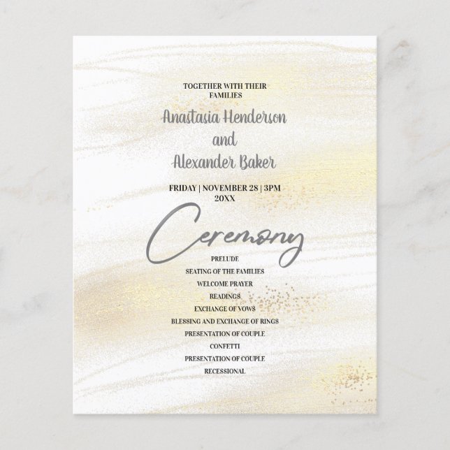 Budget Grey Wedding Program card. Flyer (Front)