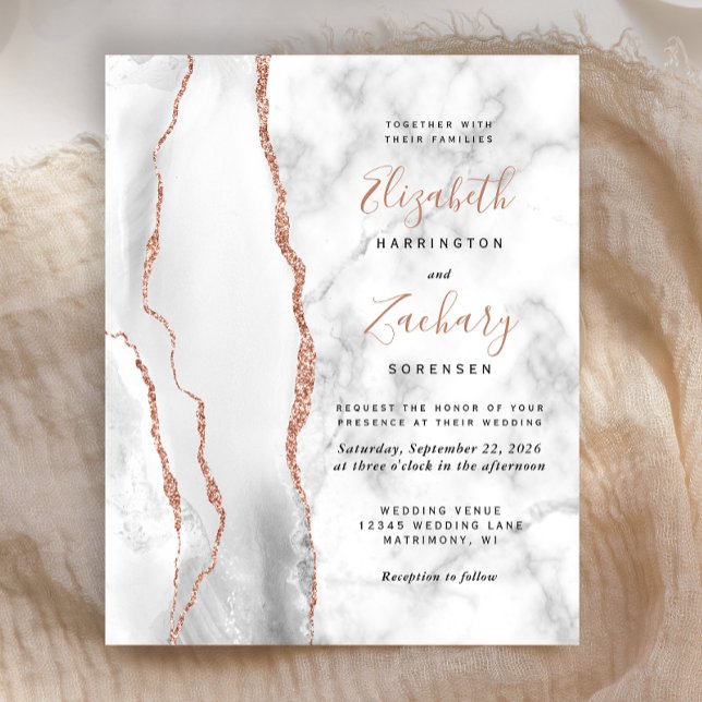 Budget Grey White Rose Gold Agate Marble Wedding (Creator Uploaded)