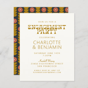 Budget Groovy 70s Botanical Gold Engagement Party