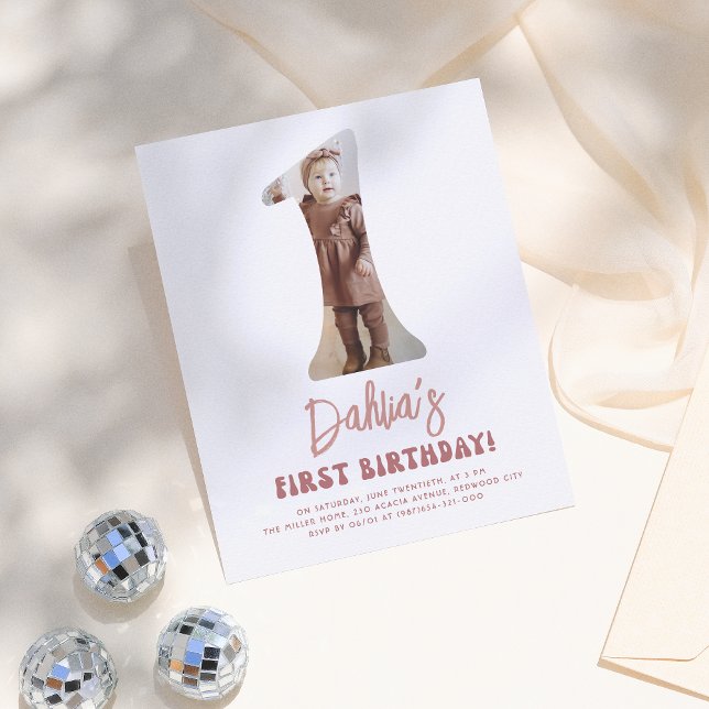 Budget Groovy One Retro Pink Photo 1st Birthday (Creator Uploaded)