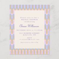Budget Groovy Periwinkle Bridal Shower Invite