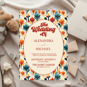 Budget Groovy Retro 70s Floral Wedding Flyer